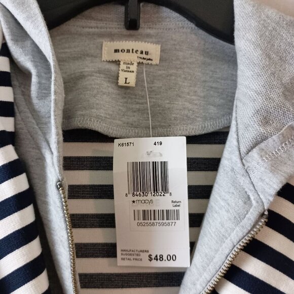 Monteau Girls Blazer Hoodie NWT Size L 2-in-1 Striped Stretch Back to School - Picture 7 of 7